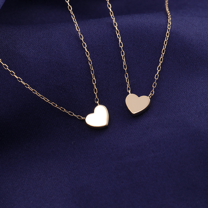 18K gold heart-shaped necklace women's clavicle chain niche design love pendant for girlfriend girlfriend birthday gift — Colour 1