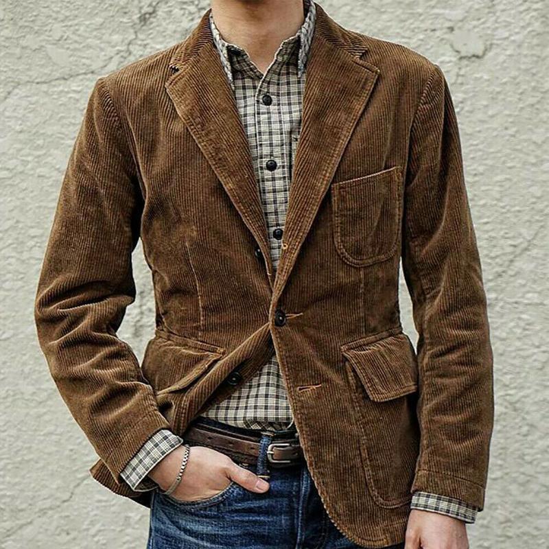 2024 Spring and Autumn Foreign Trade Cross-border European and American Foreign Trade Corduroy Single-breasted Suit Casual Men's Suit Jacket