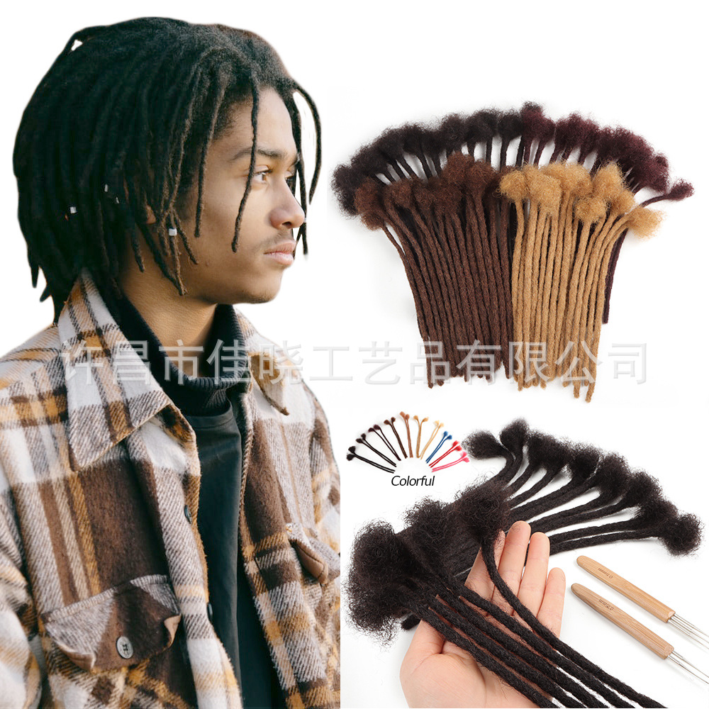 20inch-bicolor -0.4cm (diameter),Human Hair Dirty Braid Wig dreadlocks Color Hip Hop Twisted Braid