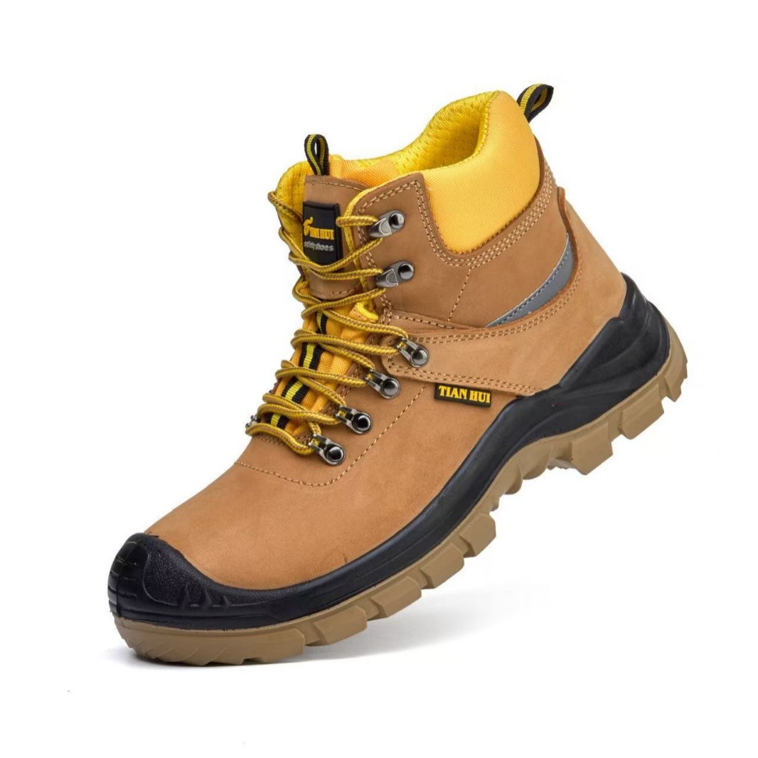 Source Manufacturer European Standard Steel-Toe High-Top First-Layer Nubuck Leather Anti-Smash and Anti-Puncture Construction Site Safety Shoes — Colour 1